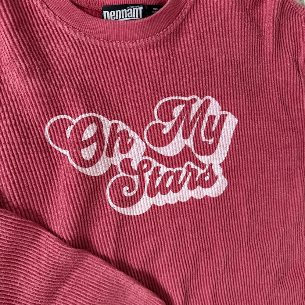 Pennant Sportswear Oh My Stars Pink Ribbed Graphic Sweatshirt Size Large - Picture 2 of 3